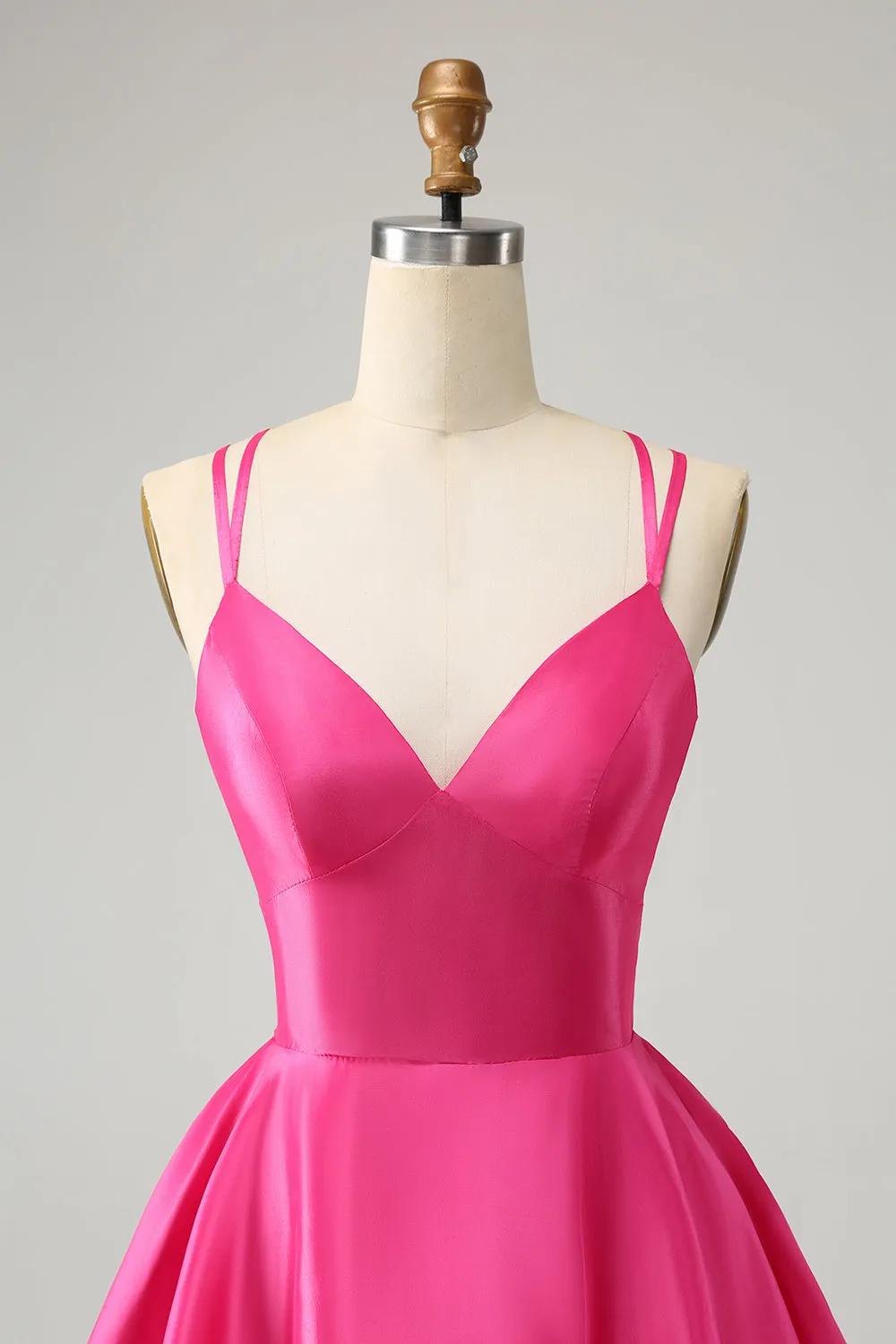 Fuchsia A Line Spaghetti Straps Backless Short Homecoming Dress Sexy