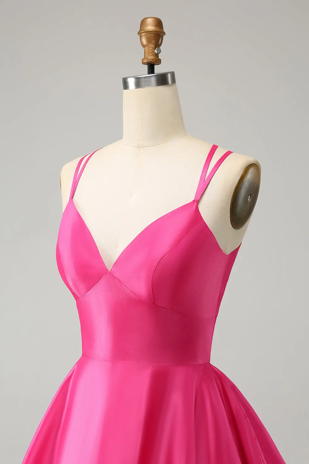 Fuchsia A Line Spaghetti Straps Backless Short Homecoming Dress Sexy