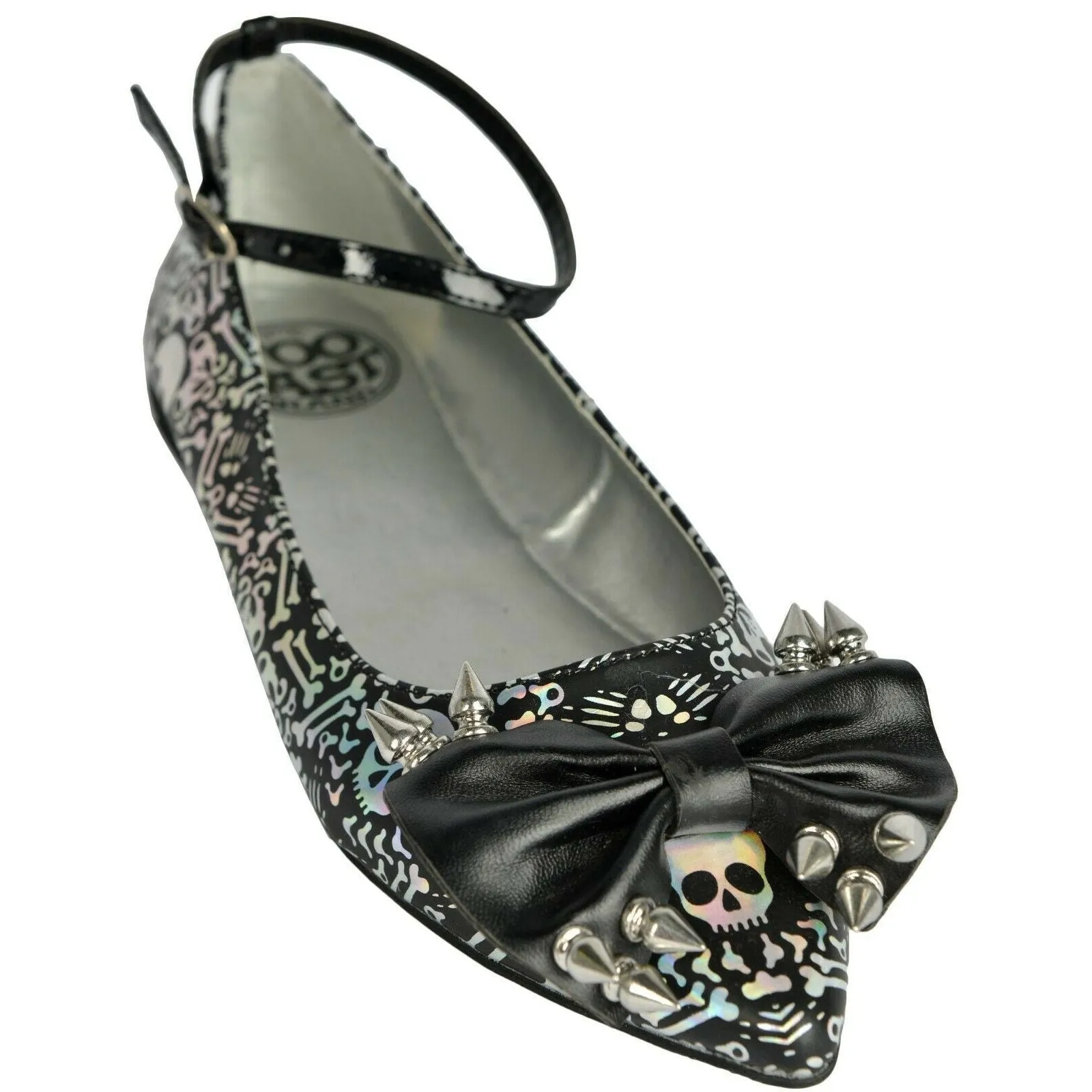 Hologram Bones Ankle Strap Womens Flats
