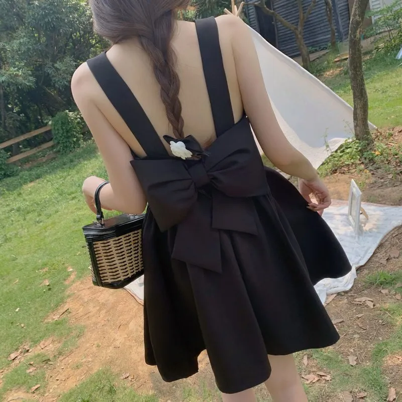 Kawaii Sexy Black Backless Dress