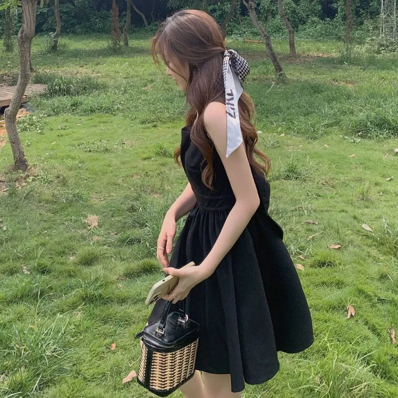 Kawaii Sexy Black Backless Dress
