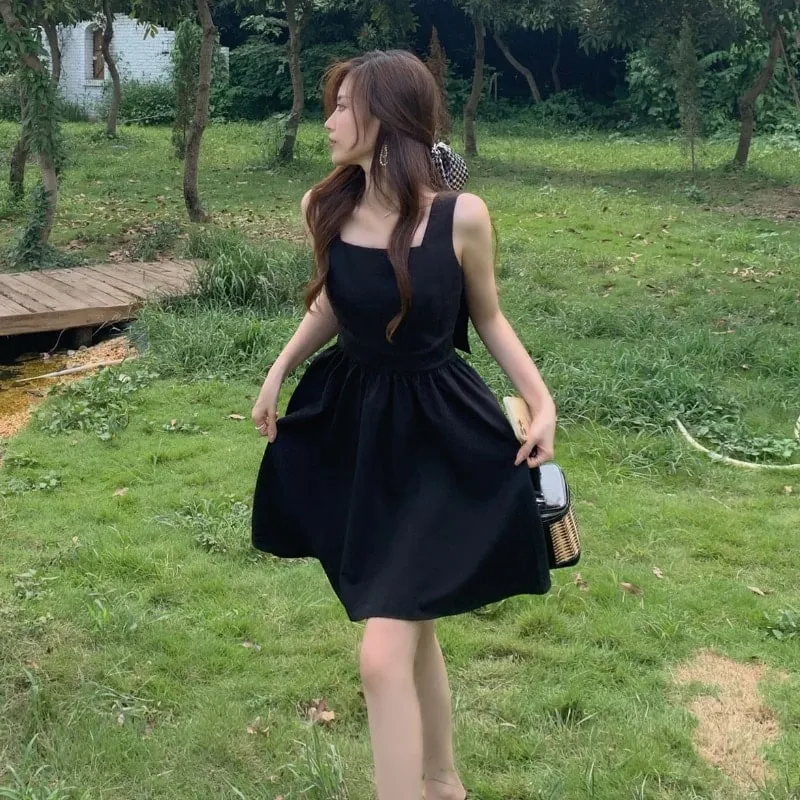Kawaii Sexy Black Backless Dress