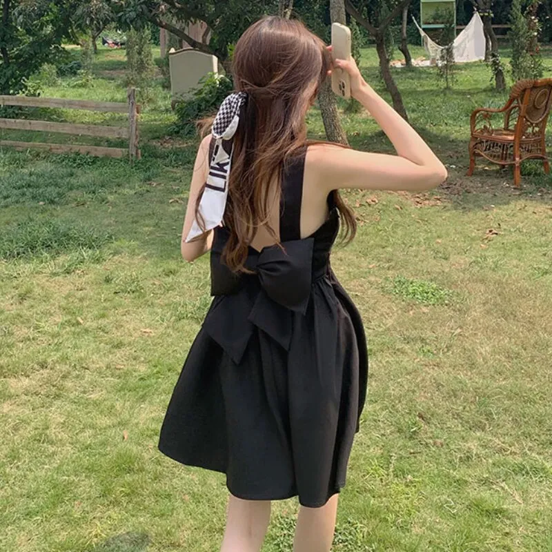 Kawaii Sexy Black Backless Dress