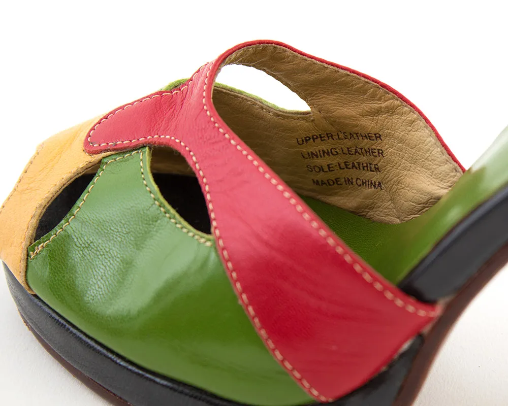 Modern RE-MIX 1940s Style Color Block Leather Platforms | size 6