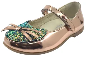Naturino Girl's Glitter Kitty Rose Gold Mary Jane Flats