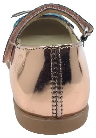 Naturino Girl's Glitter Kitty Rose Gold Mary Jane Flats