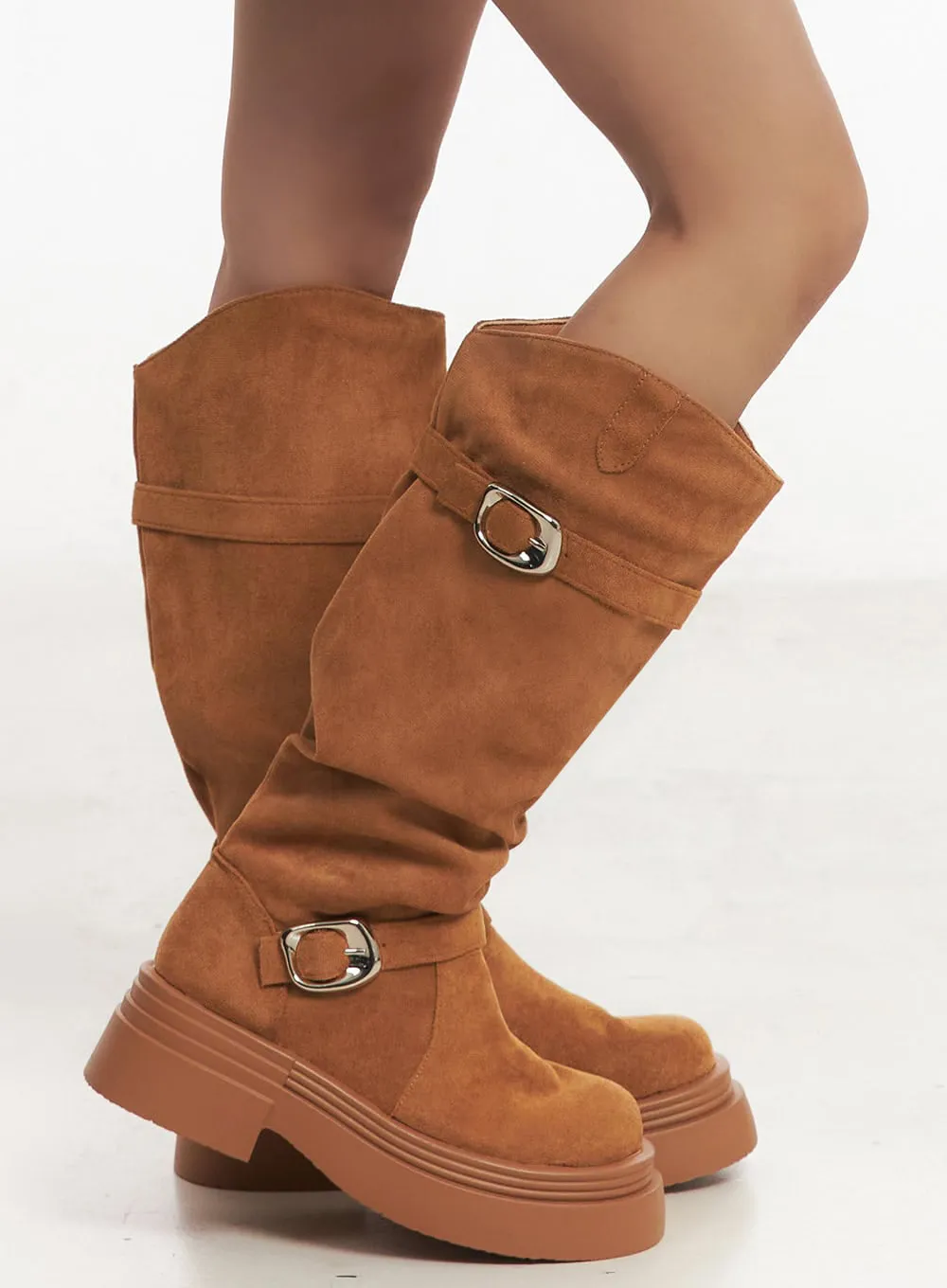 Suede Platform Buckle Boots IA515