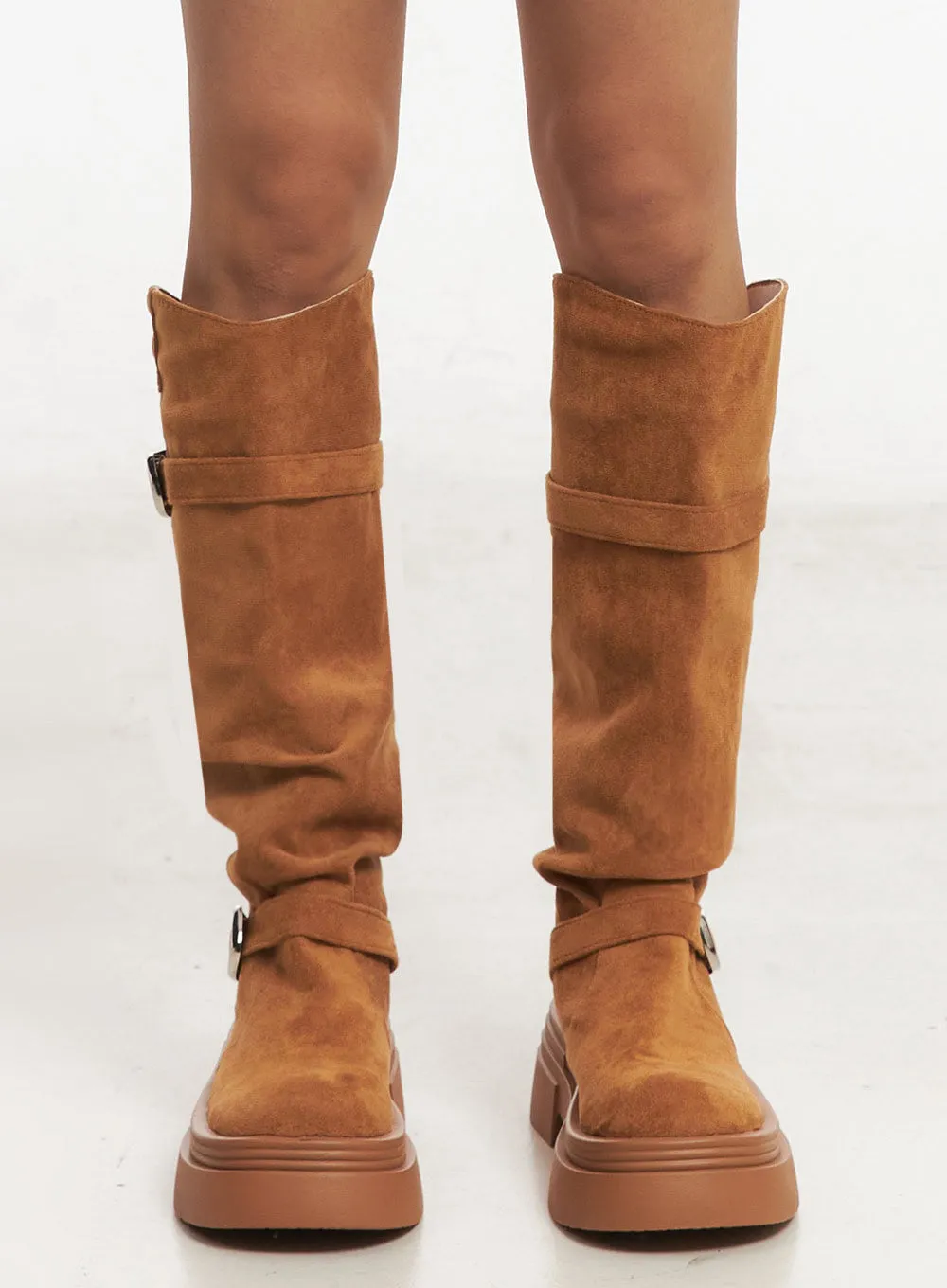 Suede Platform Buckle Boots IA515
