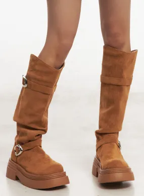 Suede Platform Buckle Boots IA515