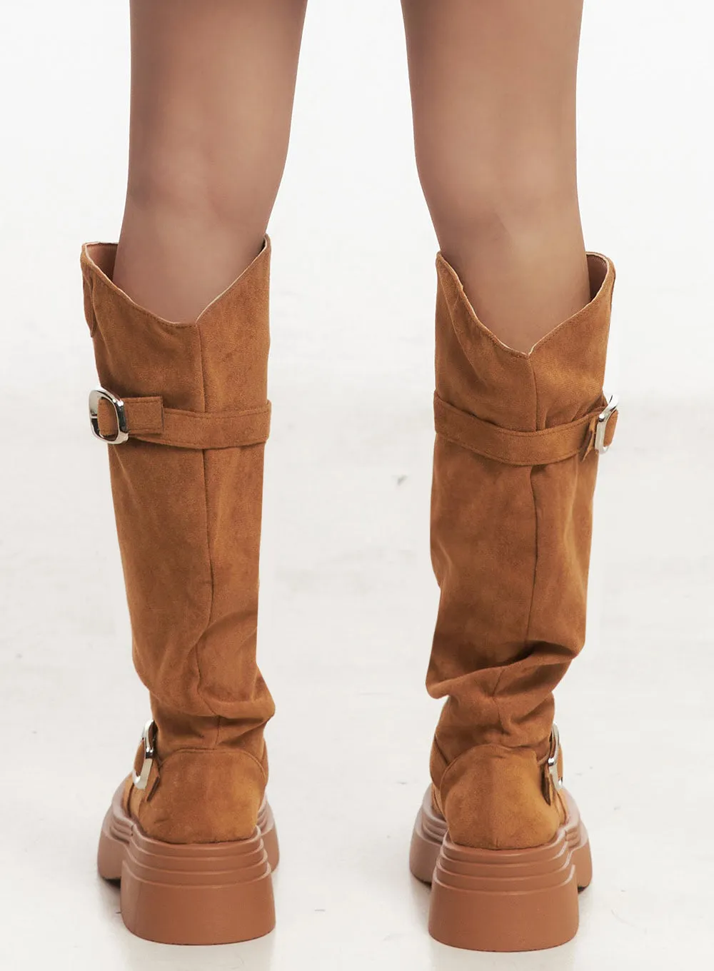 Suede Platform Buckle Boots IA515