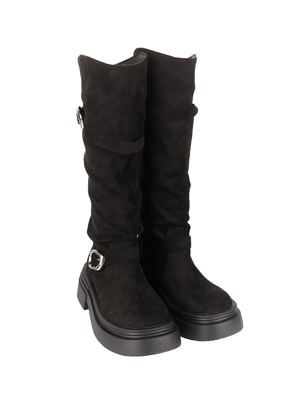 Suede Platform Buckle Boots IA515