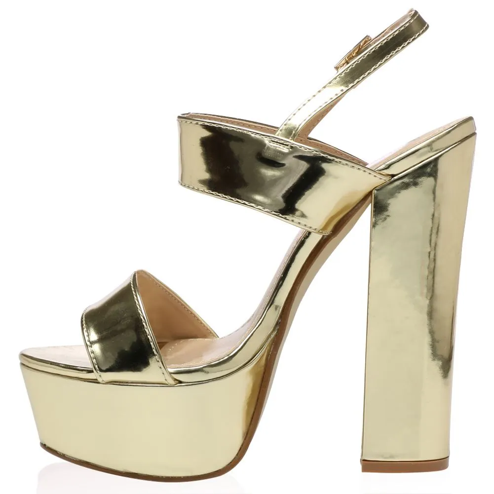 Thalia Platform Heels in Gold