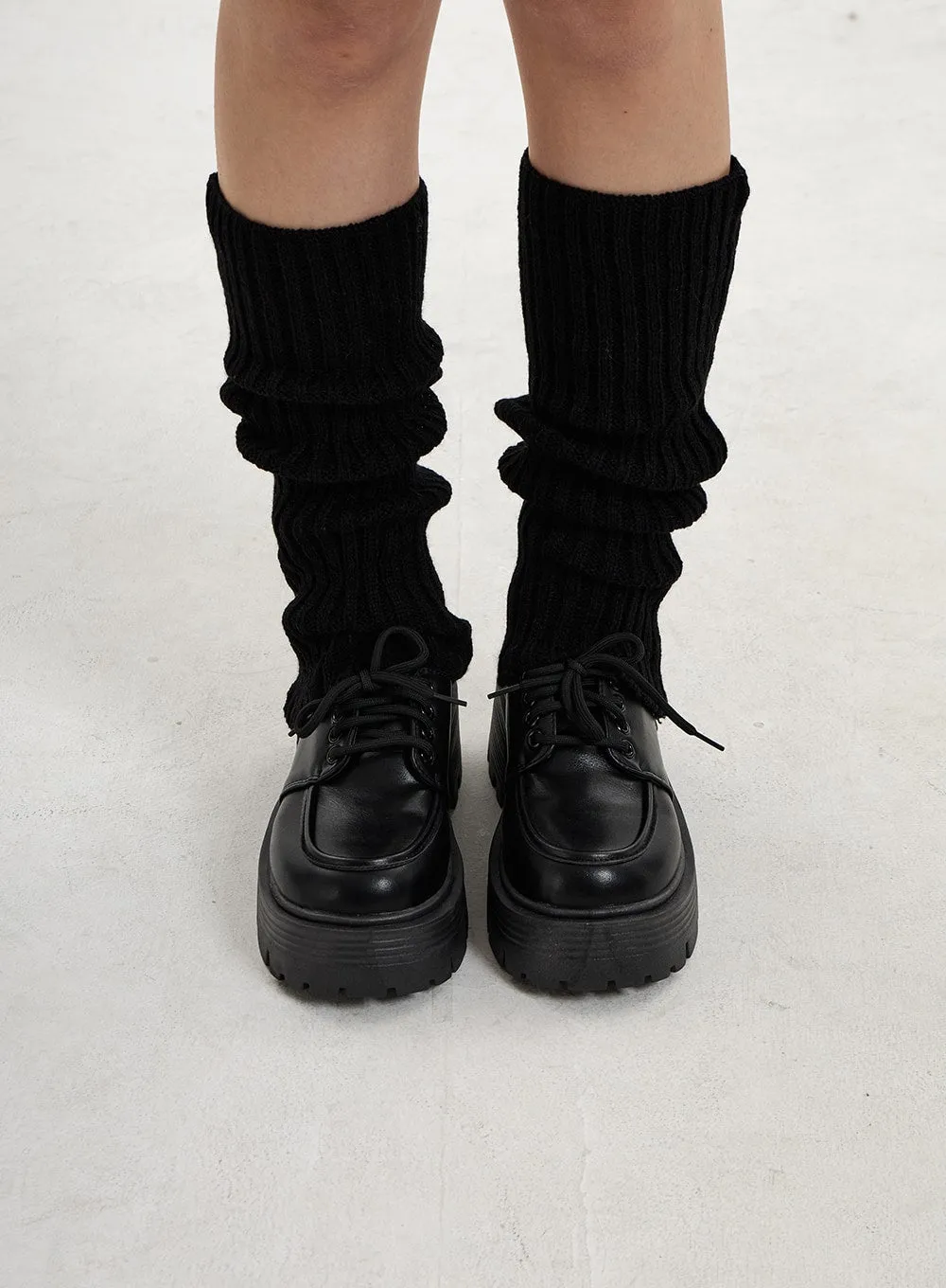 Thick Platform Lace-Up Loafer Shoes CN17