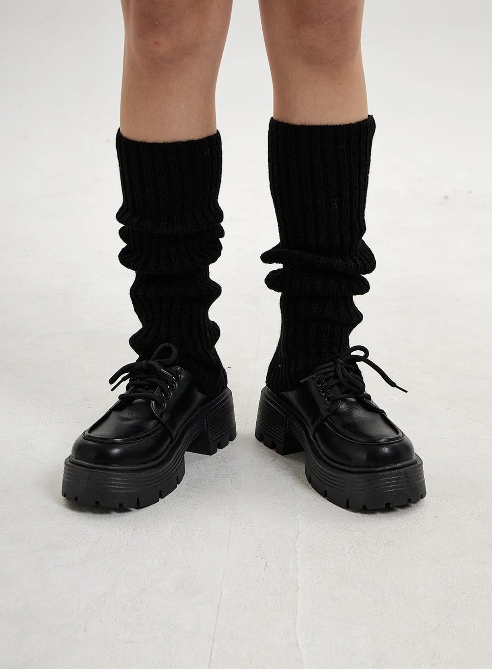 Thick Platform Lace-Up Loafer Shoes CN17
